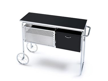 AR1 - Steel and wood bar cabinet with casters by Misuraemme