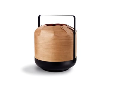 CHOU - Wood veneer and metal table lamp / lantern by LZF