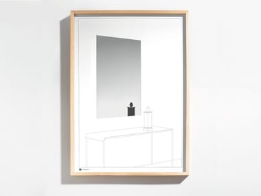 DRAWING NO. 13 - Rectangular framed wall-mounted wood and glass mirror by Danese Milano