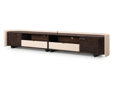 ECLIPSE - Leather TV cabinet with drawers by Turri