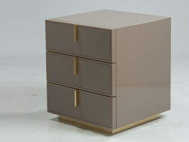 FINE - Lacquered MDF and cowhide bedside table with drawers by Paolo Castelli