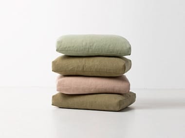 Linen cushion - Solid-color outdoor linen cushion with removable cover by Paola Lenti