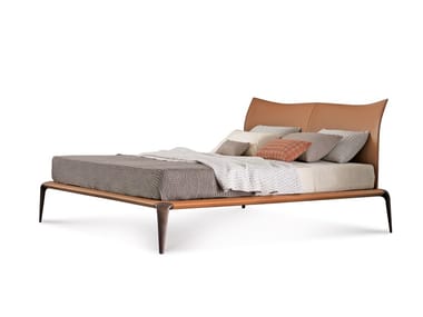 MARGARETH - Tanned leather double bed by Misuraemme