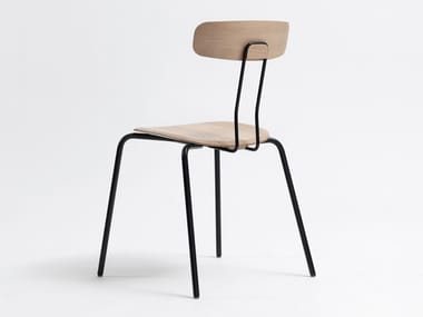 OKITO - Stackable steel and wood chair by Zeitraum