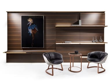 OSBORNE - Sectional wood veneer storage wall with integrated lighting by Visionnaire