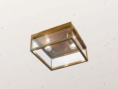 QUADRO 262.03 - Brass and glass outdoor ceiling light by Il Fanale