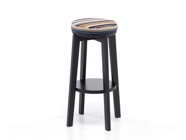 ROND 06 - High oak stool with footrest by Very Wood