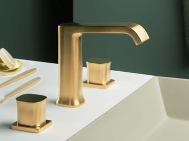 TAORMINA - 3 hole countertop brass washbasin tap with individual rosettes by Ritmonio