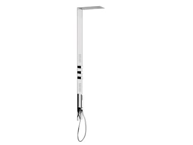 TREMILLIMETRI - Wall-mounted steel shower panel with hand shower by Gessi