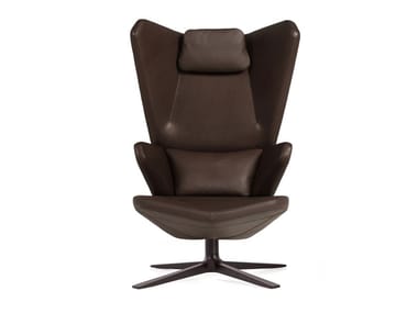 TRIFIDAE - Wing leather armchair with 4-spoke base by Prostoria