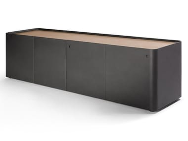TRUST - Tanned leather office storage unit with lock by Poltrona Frau
