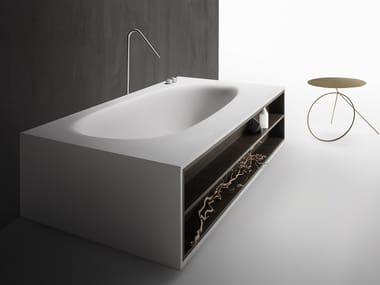 VASCAMISURA - Cristalplant bathtub with wooden compartment by Falper