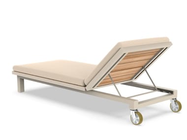 VINEYARD - Recliner aluminium and wood sun lounger with castors by Vondom