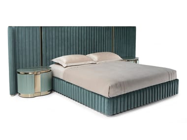 LEONARDO - Velvet double bed with high headboard by Visionnaire