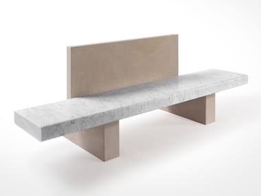 SPAN - Marble bench with back by Salvatori