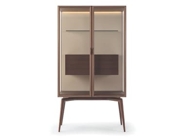 BLUES - Wood and glass display cabinet with integrated lighting by Turri