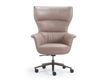 BLUES - Leather executive chair with 5-spoke base with armrests by Turri
