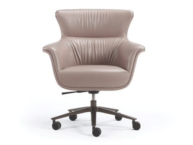 BLUES - Leather executive chair with 5-spoke base with armrests by Turri