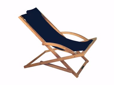 BEACHER - Folding fabric deck chair with armrests by Royal Botania