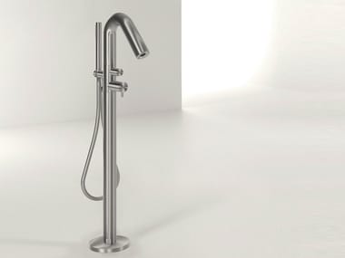 DIAMETRO35 INOX - Floor standing stainless steel bathtub mixer with hand shower by Ritmonio