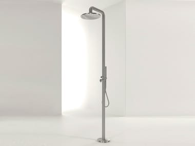 DIAMETRO35 INOX - Floor standing stainless steel shower panel with hand shower by Ritmonio
