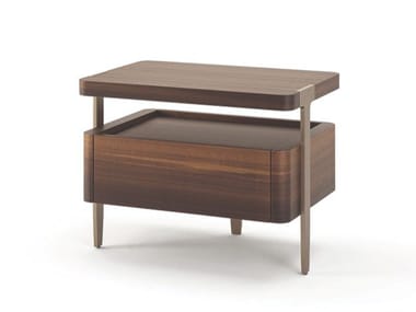 DOMUS - Rectangular wooden bedside table with drawers by Turri