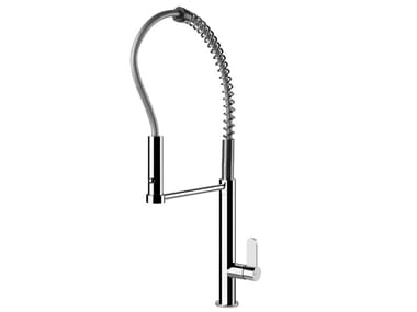 HELIUM HT - Countertop brass kitchen mixer tap with spray by Gessi