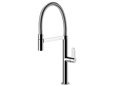 HELIUM HT - Single handle brass kitchen mixer tap with spray by Gessi
