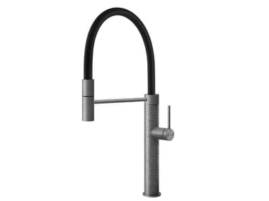 MECCANICA HT - Single handle brass kitchen mixer tap with spray by Gessi