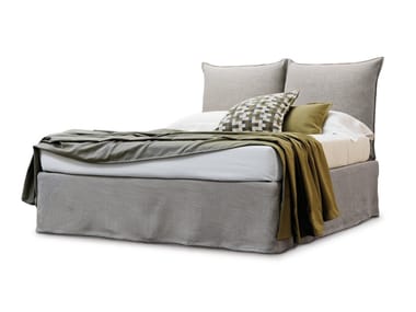 MILOS - Upholstered fabric double bed with removable cover by Casamania & Horm