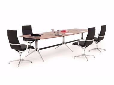 NOTABLE MEETING - Height-adjustable rectangular meeting table with cable management by Icf