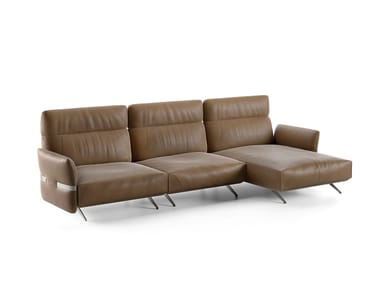 PABLO - Upholstered high-back sofa with chaise longue by Natuzzi Italia