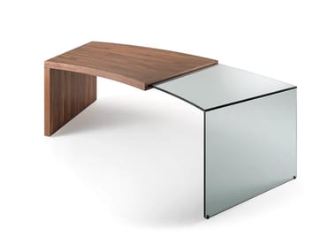 PEGASO - Wood and glass writing desk by Reflex