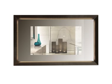 PRISMA - Wall-mounted retractable mirrored glass TV cabinet by Reflex