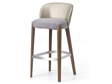 BELLEVUE 06 - High upholstered fabric stool with footrest by Very Wood