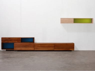 LOG - Sectional wooden storage wall by Artisan