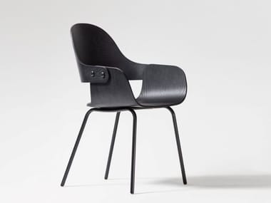 SHOWTIME NUDE - Wooden chair with armrests by BD Barcelona Design