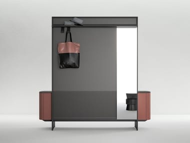 SIDE - Free standing sectional wooden hallway unit with mirror by Caccaro
