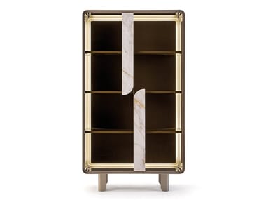 SOUL - Wood and glass display cabinet with integrated lighting by Turri