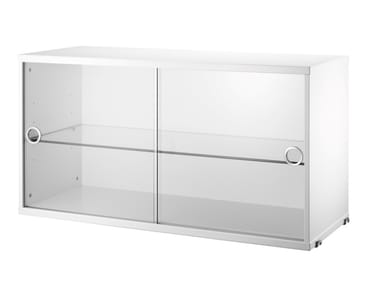STRING® SYSTEM CABINET WITH GLASS DOORS - MDF wall cabinet with glass door with shelving by String Furniture