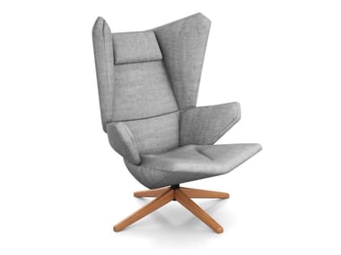 TRIFIDAE WOOD - Wing fabric armchair with 4-spoke base by Prostoria