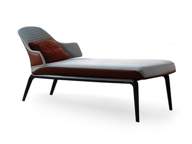 VELA - Upholstered leather Chaise longue by Reflex