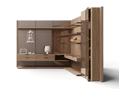 VENTITRE - Corner sectional recycled wooden walk-in wardrobe by Lema