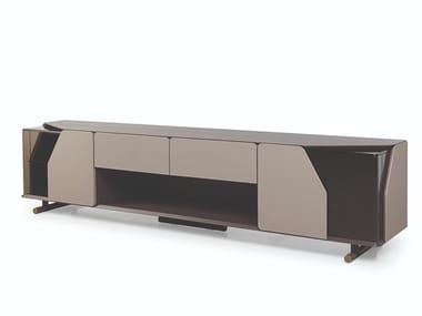 VINE - Wooden TV cabinet with leather doors and drawers by Turri