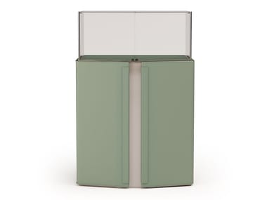ZENIT - Highboard / display cabinet covered in leather by Turri