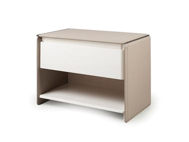 ZERO - Rectangular leather bedside table with drawers by Turri
